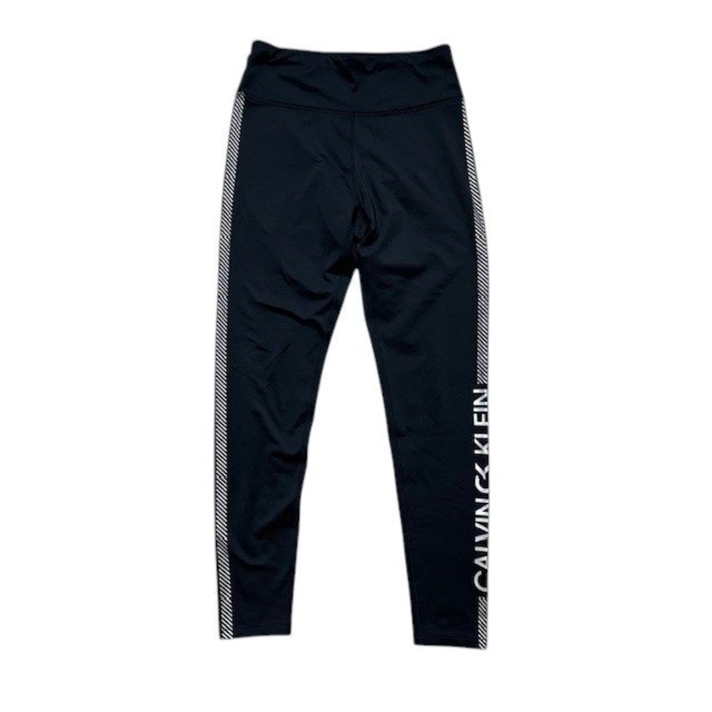 Calvin Klein Performance Leggings Black Striped Activewear Athleisure Sz Med
